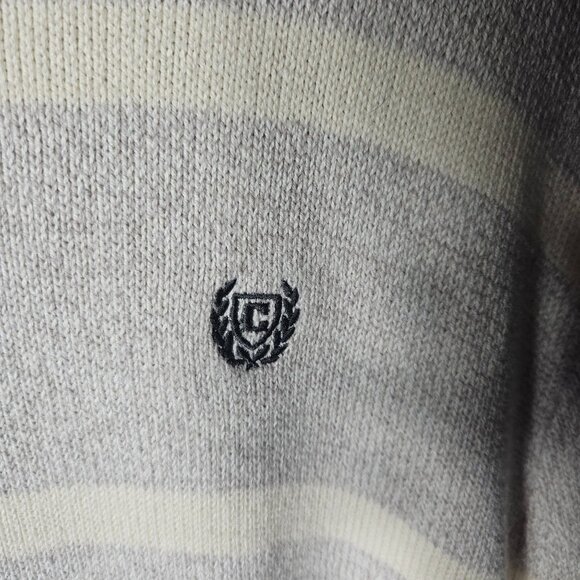 Chaps Mens Medium Striped Crew Neck Sweater Beige & Cream - Picture 2 of 4